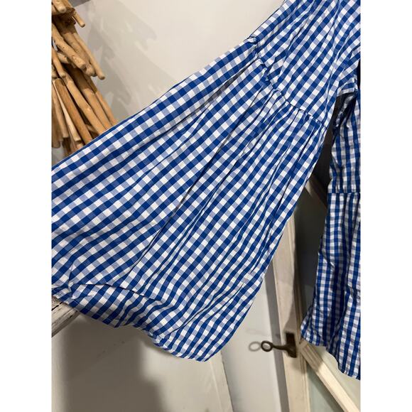 Who What Wear size XL blue & white checked popover top blouse - Picture 2 of 4